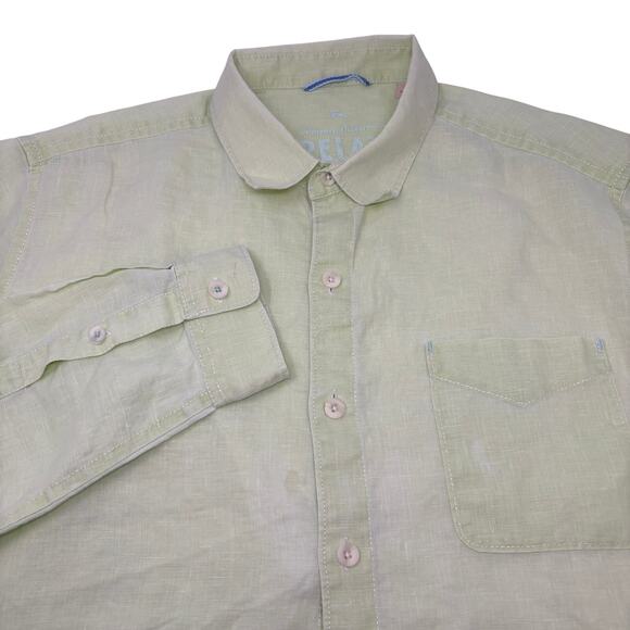 Tommy Bahama Mens XL Light Green 100% Linen Long Sleeve Button Up Shirt - Picture 1 of 6
